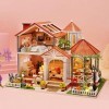 Cuteefun DIY Maison Miniature a Construire, Miniature Maison de Poupée Bois en Kit avec Musique et Mobilier, Cadeau Femme, Ca