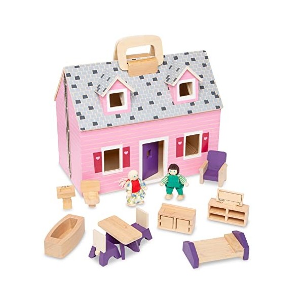 Melissa & Doug | Maison De Poupée en Bois Pliable et Portable | Jeux de Rôle | 3+