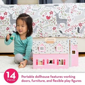 Melissa & Doug | Maison De Poupée en Bois Pliable et Portable | Jeux de Rôle | 3+