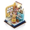 Cuteefun Maquette Maison Miniature pour Construire, DIY Maison de Poupée Miniature Bois en Kit avec Meubles, Cadeau danniver