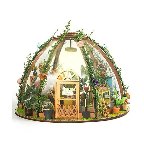 Maison Miniature DIY Mini Maison de Poupee DIY Salle de Fleurs DIY Maison Miniature Noel avec Lumière Chaleureuse Belle pour 