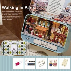 Dynamicoz maison poupée miniature 3D - Boîte métallique rétro - 3 modèles théâtre - construction créatif - Idée cadeau Noël e