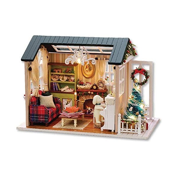 YUACY Maison Bricolage Kit ModèLe DIY Maison en Bois Miniature Maison De PoupéE Kit RéAliste 3D Mini PièCe Artisanat avec Meu