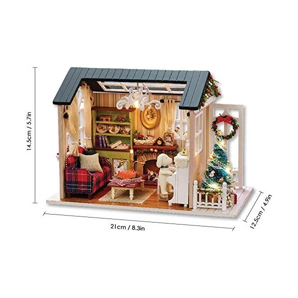 YUACY Maison Bricolage Kit ModèLe DIY Maison en Bois Miniature Maison De PoupéE Kit RéAliste 3D Mini PièCe Artisanat avec Meu