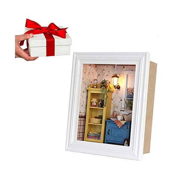 Générique Conception de Cadre Photo Maison de Poupée Bricolage avec Lampe Élégante Kit Maison Chaude avec des Cadeaux danniv