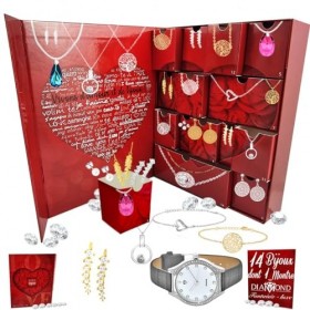 Calendrier de lavent SC Crystal - 13 bijoux et 1 montre ornée dun véritable diamant