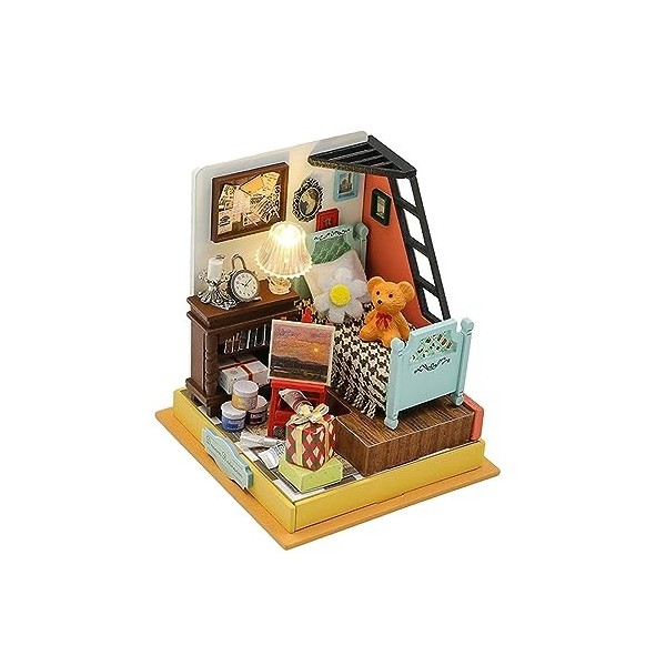 perfk Maison de poupée Miniature Artisanale, Puzzles 3D, lumières LED, Facile à Assembler, Objets de Collection de Mode, Cade