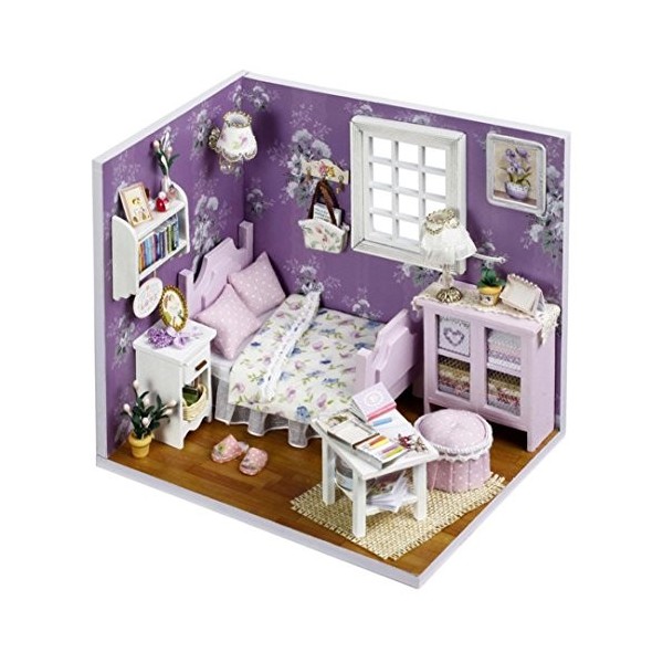 Momola DIY 3D maison de poupées en papier miniature Kit de lumière LED enfants grils cadeau 5.9 * 4.3 * 5.1 pouces 