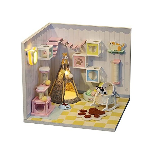 WDC Macron Lot de 9 maisons de poupée en bois avec housse anti-poussière