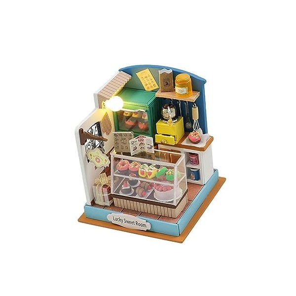 Perfeclan Maison de poupée Miniature Artisanale, Petit modèle de Maison de poupée avec lumières LED, décoration dintérieur c
