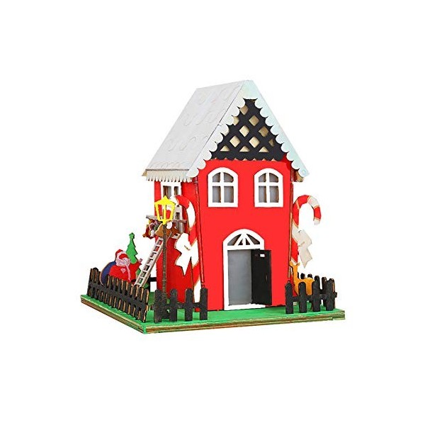 luckiner Maison de poupée miniature de Noël à monter soi-même - Modèle de chambre de poupée mignon fait à la main pour adoles