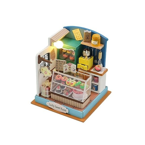 Sharplace Maison de poupée Miniature Artisanale, Puzzle 3D avec lumières LED, décor de Bureau, Jouet éducatif à Assembler soi