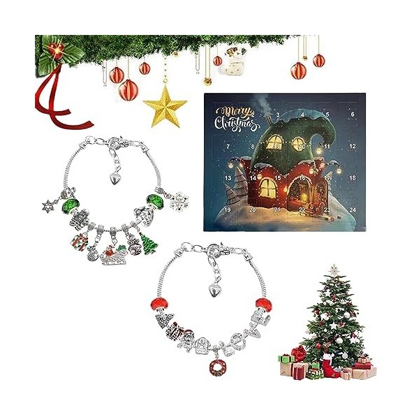 Lot de 5 calendriers de lAvent de Noël - Kit de fabrication de bracelets pour créer une atmosphère de Noël avec 24 tiroirs e