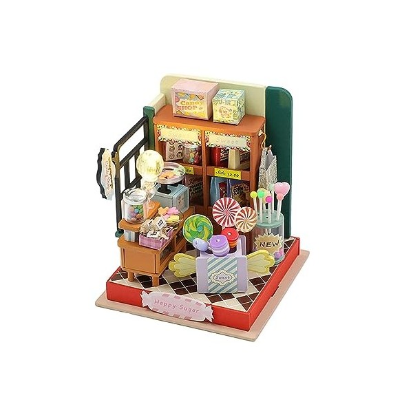 Folpus Maison de poupée Miniature à Monter soi-même, Puzzle 3D avec lumières LED, boîte de Chambre en Bois, Artisanat, Jouets