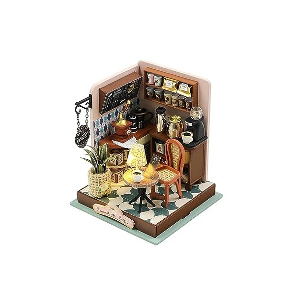 Folpus Maison de poupée Miniature à Monter soi-même, Puzzle 3D avec lumières LED, boîte de Chambre en Bois, Artisanat, Jouets
