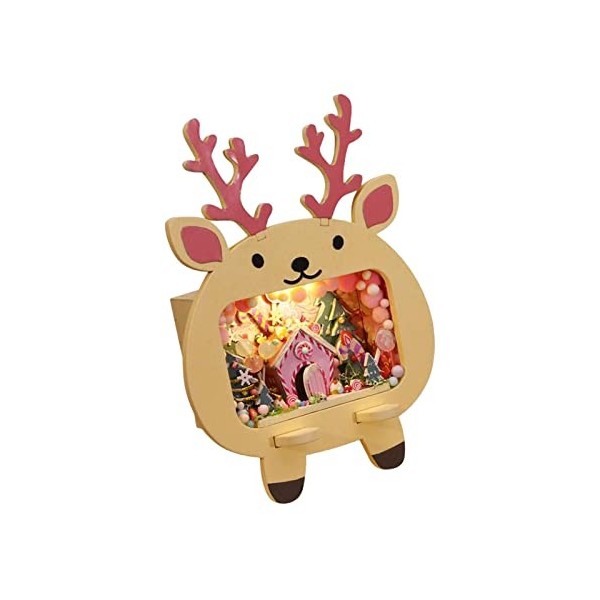 Perfeclan Kit de Maison de poupée Miniatures bricoge Fait à Main avec lumière LED Support de téléphone Support Auto-assembge 