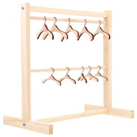 TOYANDONA 1 Ensemble Porte-Vêtement De Poupée en Bois avec Cintres Porte-Vêtements De Poupée Porte-Vêtements De Poupée en Boi