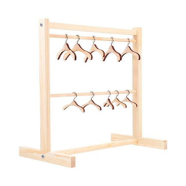 TOYANDONA 1 Ensemble Porte-Vêtement De Poupée en Bois avec Cintres Porte-Vêtements De Poupée Porte-Vêtements De Poupée en Boi