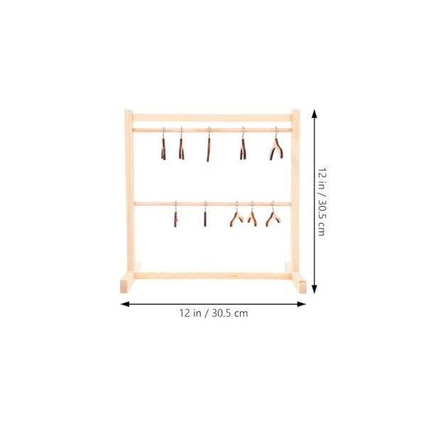 TOYANDONA 1 Ensemble Porte-Vêtement De Poupée en Bois avec Cintres Porte-Vêtements De Poupée Porte-Vêtements De Poupée en Boi