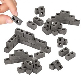 Ketogauu Lot de 60 mini briques Cinder Blocks - Échelle 1:12 - Mini briques en béton miniatures - Petits paysages - Accessoir