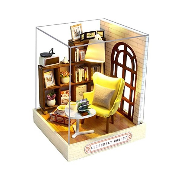 Maison de poupée miniature faite à la main pour adultes et enfants - Cadeau créatif salle détude de loisirs 