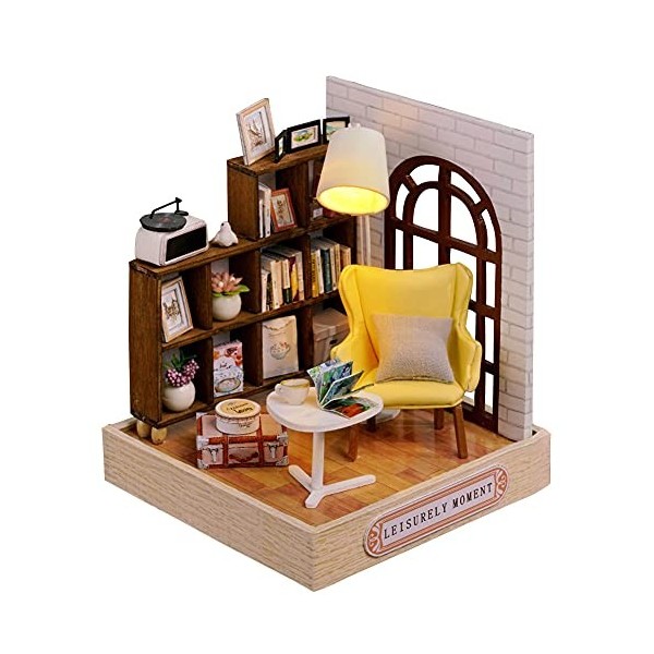 Maison de poupée miniature faite à la main pour adultes et enfants - Cadeau créatif salle détude de loisirs 