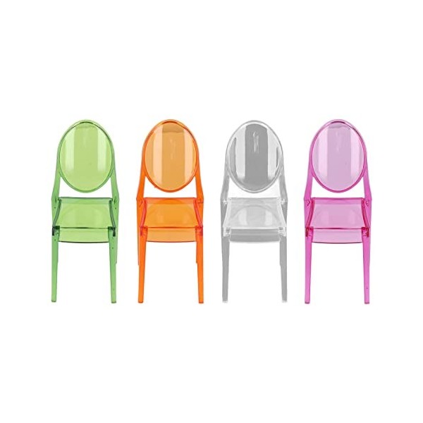 BALRAJ Mini Chaise en Plastique 4 Pièces, Chaises De Maison De Poupée 1:12, Modèle De Chaise Miniature Décorative à Haute Sim