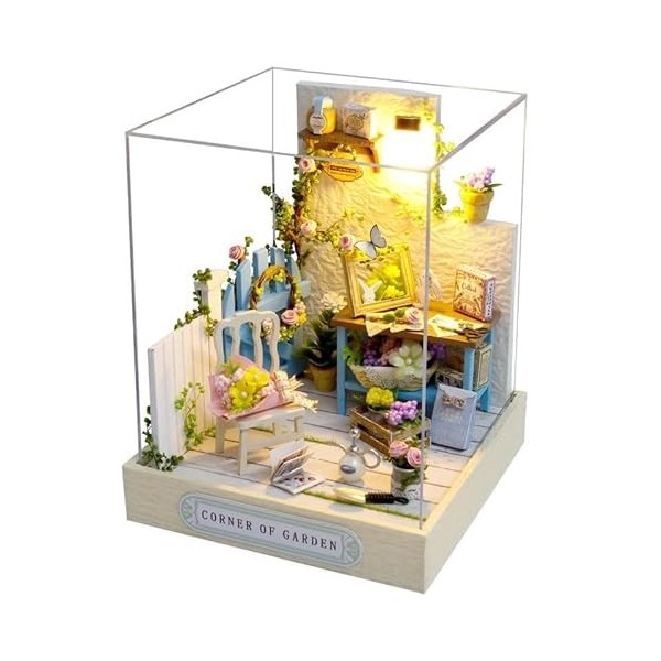 Enfants Bricolage Maisons de poupées Miniatures en Bois Petite Maison Cadeau Jouets Roombox Maison de poupée Meubles boîte th