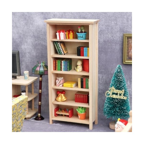 ABOOFAN 1:12 Bibliothèque en Bois pour Maison De Poupée Étagère Miniature Mini Armoire À Tiroirs en Bois Meuble TV Miniature 