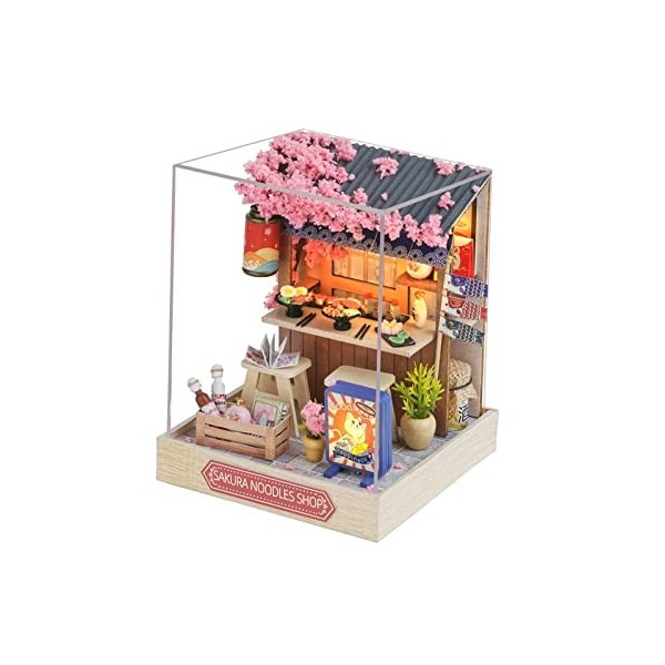 perfk Bricolage en Bois Miniature Maison de poupée Mini Maison modèle Woodcrafts Jouets avec lumières décorations 3D Puzzles 