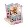 perfk Bricolage en Bois Miniature Maison de poupée Mini Maison modèle Woodcrafts Jouets avec lumières décorations 3D Puzzles 