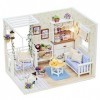 HUIOP kit de Bricolage, Miniature de Maison de poupée avec des Meubles Kit de Maison de poupée Bricolage Mini Cadeaux Maison 