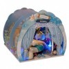 erhumama Maison de poupée tunnel océan avec meubles LED kit déclairage DIY maison de poupée miniature en bois Art romantique