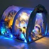 erhumama Maison de poupée tunnel océan avec meubles LED kit déclairage DIY maison de poupée miniature en bois Art romantique