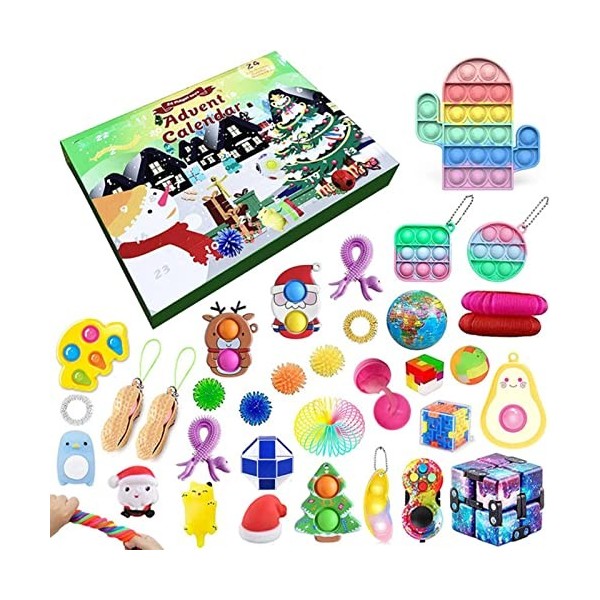 NC Calendrier de lAvent 2021 pour enfants avec 24 à 33 jouets de Noël