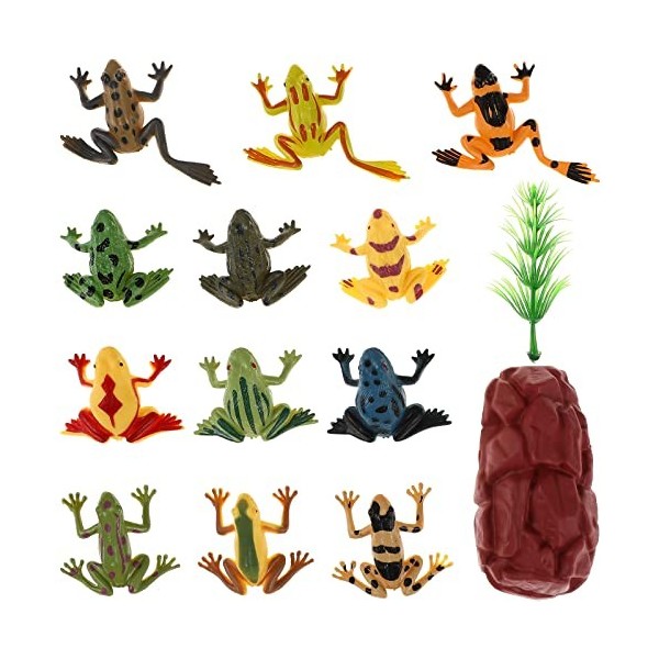 NUOBESTY Lot de 12 mini grenouilles en caoutchouc pour apprendre à former des figurines réalistes en forme de grenouille - Dé