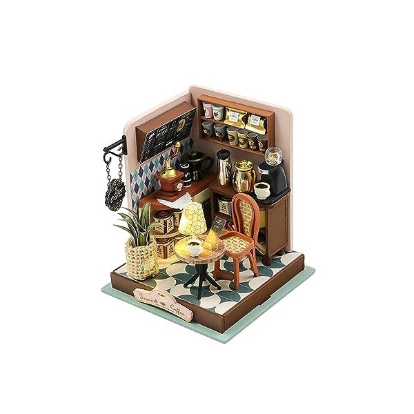 Milageto Maison de poupée Miniature à Monter soi-même, Puzzle 3D, lumières LED, Ornements avec Meubles, Cadeaux danniversair