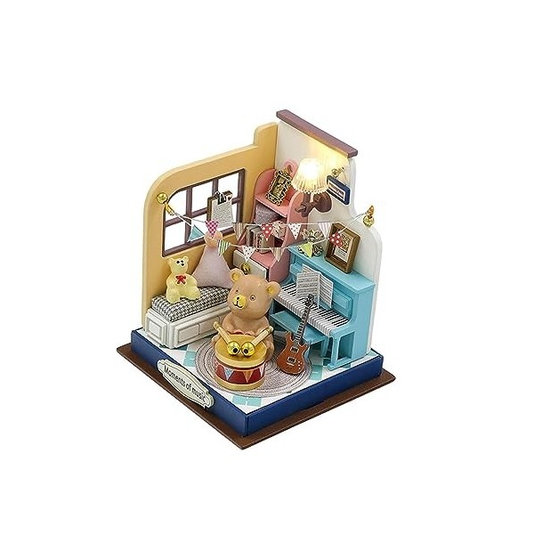 Milageto Maison de poupée Miniature à Monter soi-même, Puzzle 3D, lumières LED, Ornements avec Meubles, Cadeaux danniversair