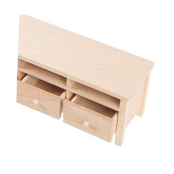 Abaodam Tiroir en Bois Résistant À lusure Meuble TV Miniature Meubles Miniatures Réalistes Accessoires De Poupée Adorable Mi