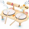 Jouet musical en bois Batterie pour enfants Instruments de musique 6 en 1 Jouets pour bébés Instruments de percussion 3-5 ans