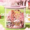 Mini Maison Fleur Cerisier Rougeoyante Maison Poupée Miniature avec des Meubles Maison Poupée Puzzle Maison Modèle Kits Const