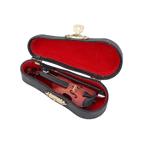 Vakitar 1:12 Modèle de Violon Miniature en Bois avec Accessoire de Simulation de boîte, pour la Maison, la Maison de poupée