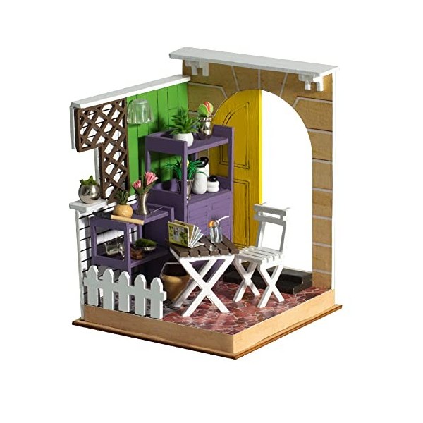 TOPBSFARNY Maison de poupée miniature avec meubles et lumières LED, kit de modèle de maison de poupée en bois, échelle 1:24, 