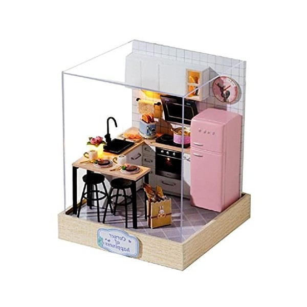 1 Jouets pour Filles Cadeau pour Tout-Petit Maison Poupée Bricolage avec Couvercle Anti-poussière Interactif pour Maison Jeu 