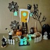 Maison poupée Halloween,Ensemble Jouets dhorreur Miniatures 35 pièces avec Squelette daraignée Citrouille - Paysage Jardin 