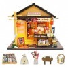 erhumama Miniature Japonaise Épicerie Maison de Poupée Kits LED DIY Magasin Bois Mobilier Modèle Puzzle Jouet Enfants Cadeau 