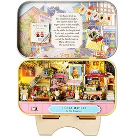 SPILAY Maison de poupée miniature avec meubles, kit de maison de poupée à monter soi-même, meilleur cadeau danniversaire pou