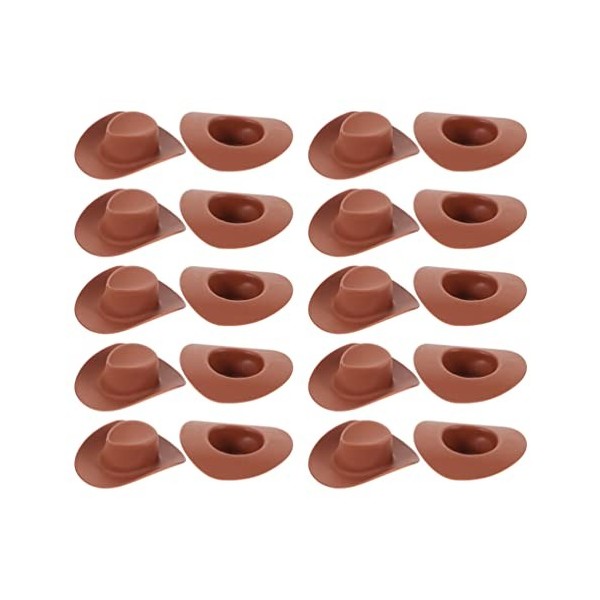 Toyvian 40Pcs Mini Chapeau de Cow- Boy Mignon Chapeau de Cow- Girl Occidental Miniature Chapeaux Marron Chapeau de Poupée Sem