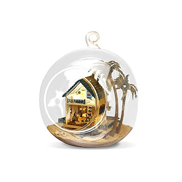 Maison de poupée miniature DIY kit de maison créative avec meubles et couvercle en verre pour œuvres dart romantique cadeau