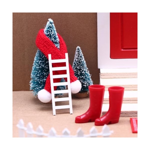 LYEAA Mini décoration de maison de poupée - Décoration de maison de poupée - Mini porte de Noël - Ensemble delfe en bois - F